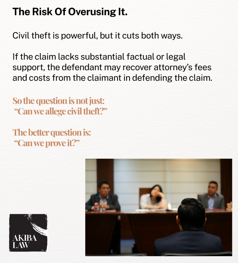 Potential Risk For Alleging Civil Theft